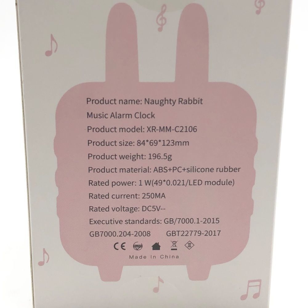 Pink Light Up Smart Rabbit Ears LED Music Alarm Clock,Multi-Functional For Kids - Picture 4 of 16